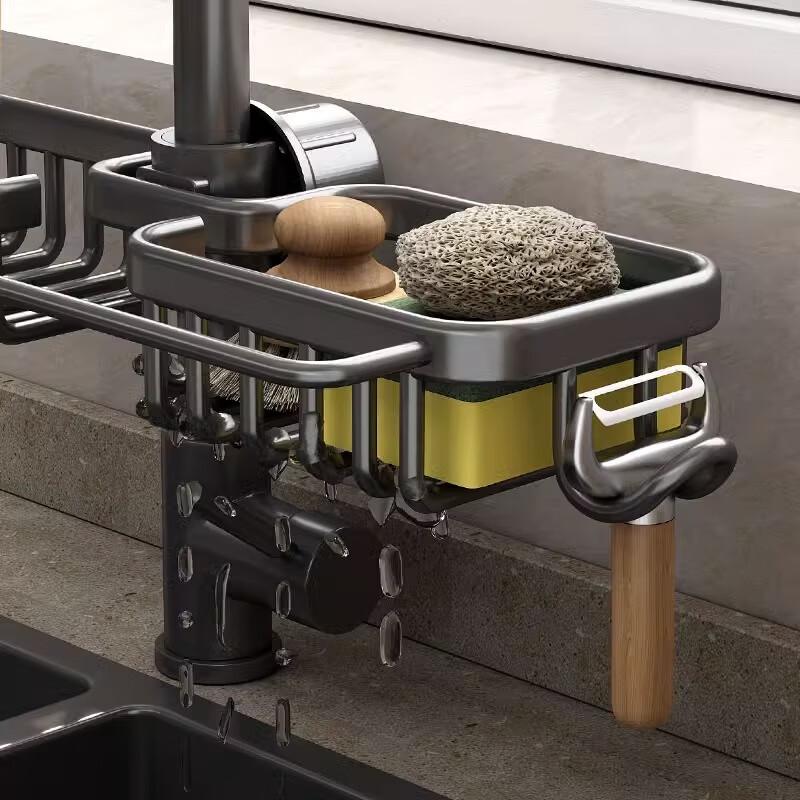 Huxiansen Kitchen Faucet Storage Rack, Dishwashing Sink Rack, Sponge Brush Cloth Storage Rack, Kitchen Utensil Organizer