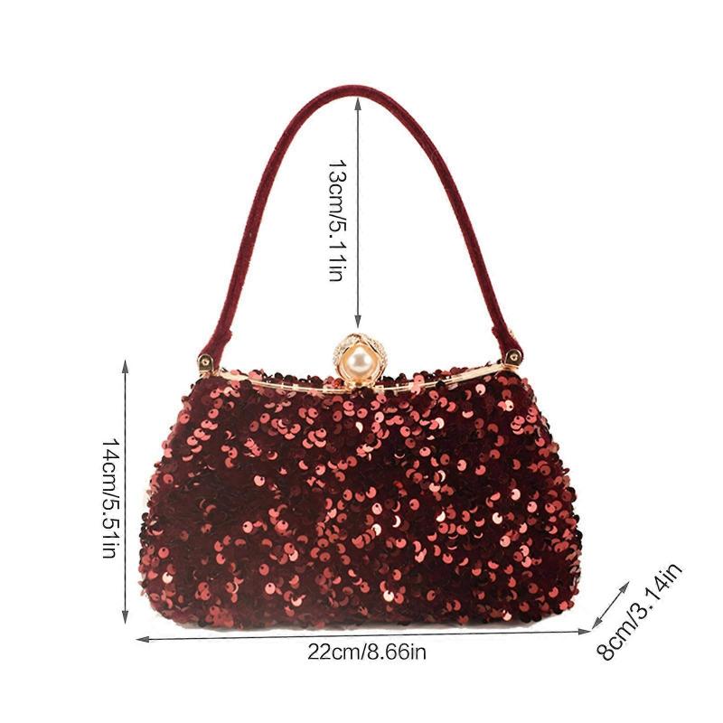 Glitter Sequins Evening Bag for Women Girls Fashion Shoulder Bag All-matching Wedding Purse Shiny Banquet Clutch Handbag  Gold