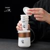 Premium Mutton Fat White Porcelain Panda Travel Tea Set - Portable Kung Fu Set with One Pot and Four Cups for Car, Outdoor, and Camping Use.
