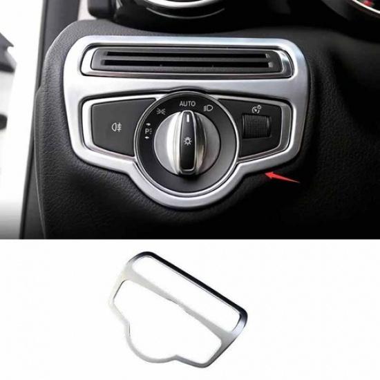 Headlight Switch Control Cover Trim 2015- Matte Silver For Benz C-Class W205