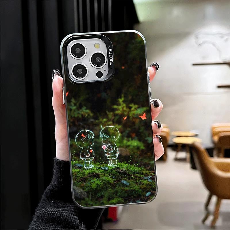 Nature Cute Child Painting Style Shockproof Phone Case for iPhone 17 Air 16 16E 15 Pro Max 14 Plus 13 Mini 12 Back Cover Anti Fa