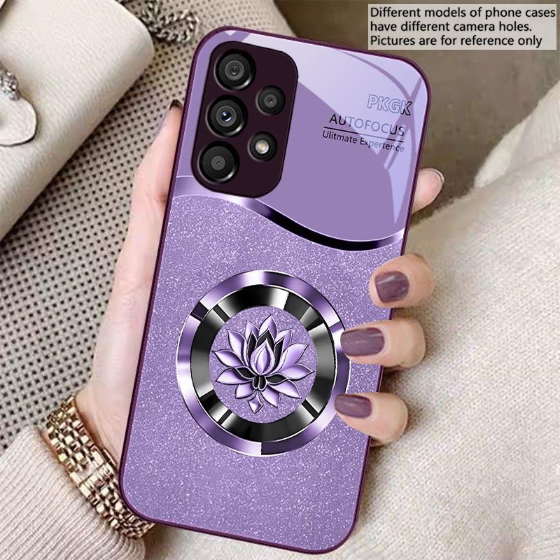 Gradient Golden Lotus For Samsung S8 S9 S10 S20 Ultra S21 Pro S22 Plus S23 FE S24 Ultra S25 Edge S25Ultra Glass Phone Case