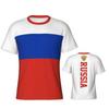 Men's 3D Printed T-Shirt Russian Flag Print Short Sleeve O-Neck Pullover Casual Top
