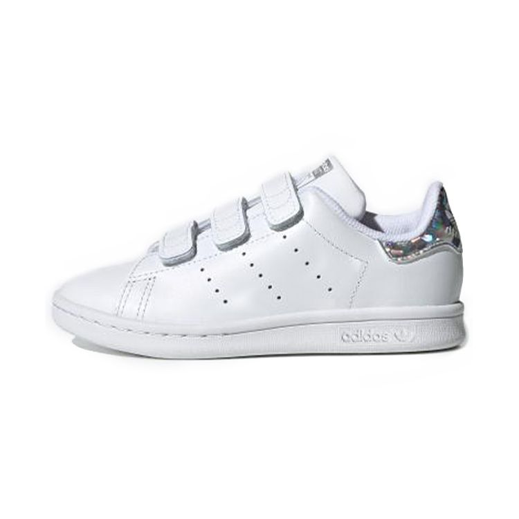 Adidas Originals Stan Smith Velcro Casual Low-Top Kids Sneakers Kids Sneakers White Silver EE8484