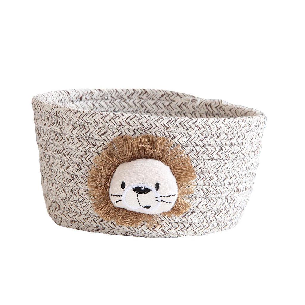 1Pcs Foldable Cartoon Animals Hand Woven Cotton Rope Storage Basket Kids Toys Desktop Organizer Sundries Storage Box 16x9CM