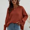 9-Color 2024 Autumn And Winter New Fashionable Women'S Round Neck Knitted Loose Slit Pullover Sweater