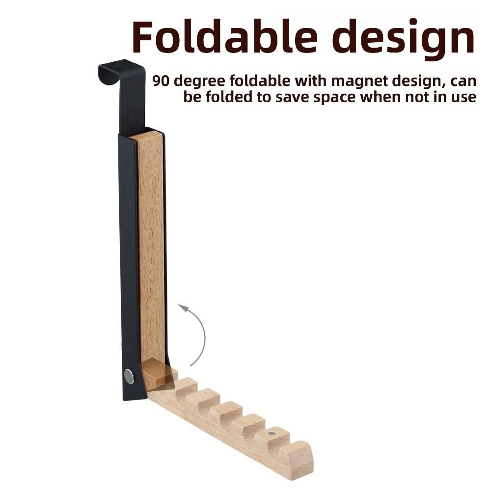 New Collapsible Over The Door Hanger Wooden 6 Slots Hanging Coat Rack Space Saving Multi-Purpose Clothes Drying Rack for Travel