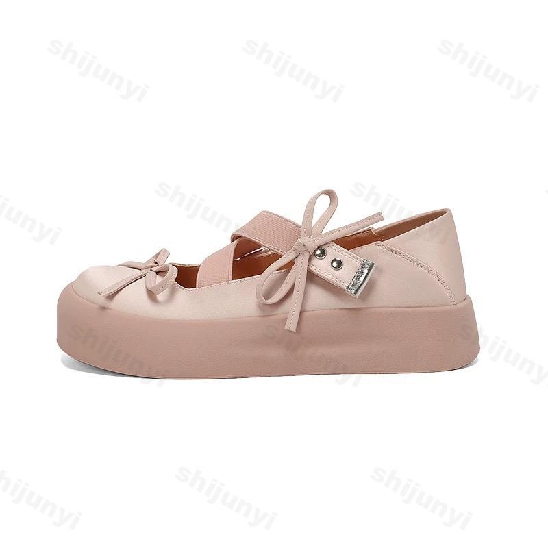 Fashion 2025 Autumn New Elegant Bow Design Shallow Mouth Casual Thick Soled Mary Jane for Women Comfortable Fashion Ballet Single Shoes
