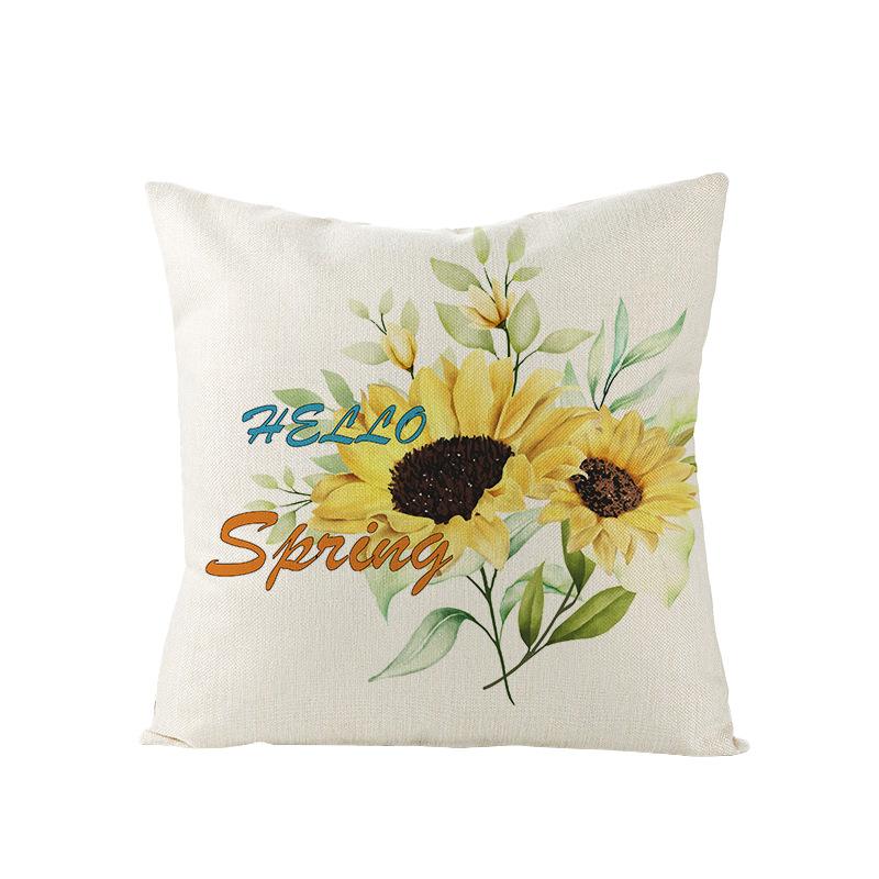 Polyester Pillowcase Sunflower Print Home Living Room Sofa Bedroom Bedside Pillow Case