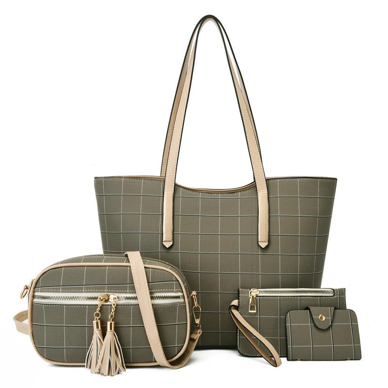 New Fashionable Four-piece Set, Mother and Child Bag, Textured Single Shoulder Portable Messenger Women's Bag, Large Bag.