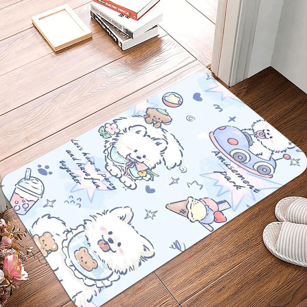 Kawaii Cute Dog Printed Non-Slip Waterproof Doormat Easy To Clean Entrance Floor Mat Home Decor Durable Fashion and Beautiful
