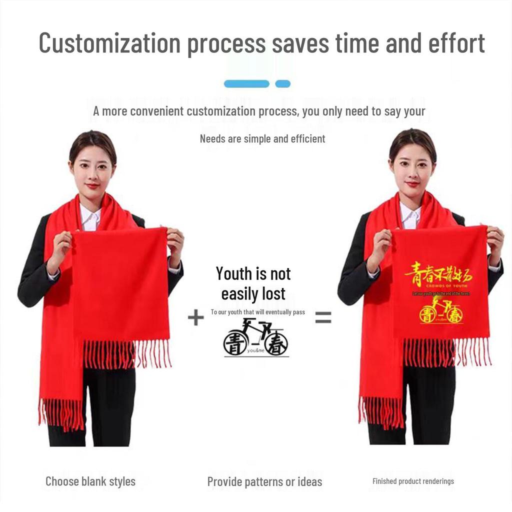 Customizable Logo Chinese Red Scarf for Company Events and Annual Meetings