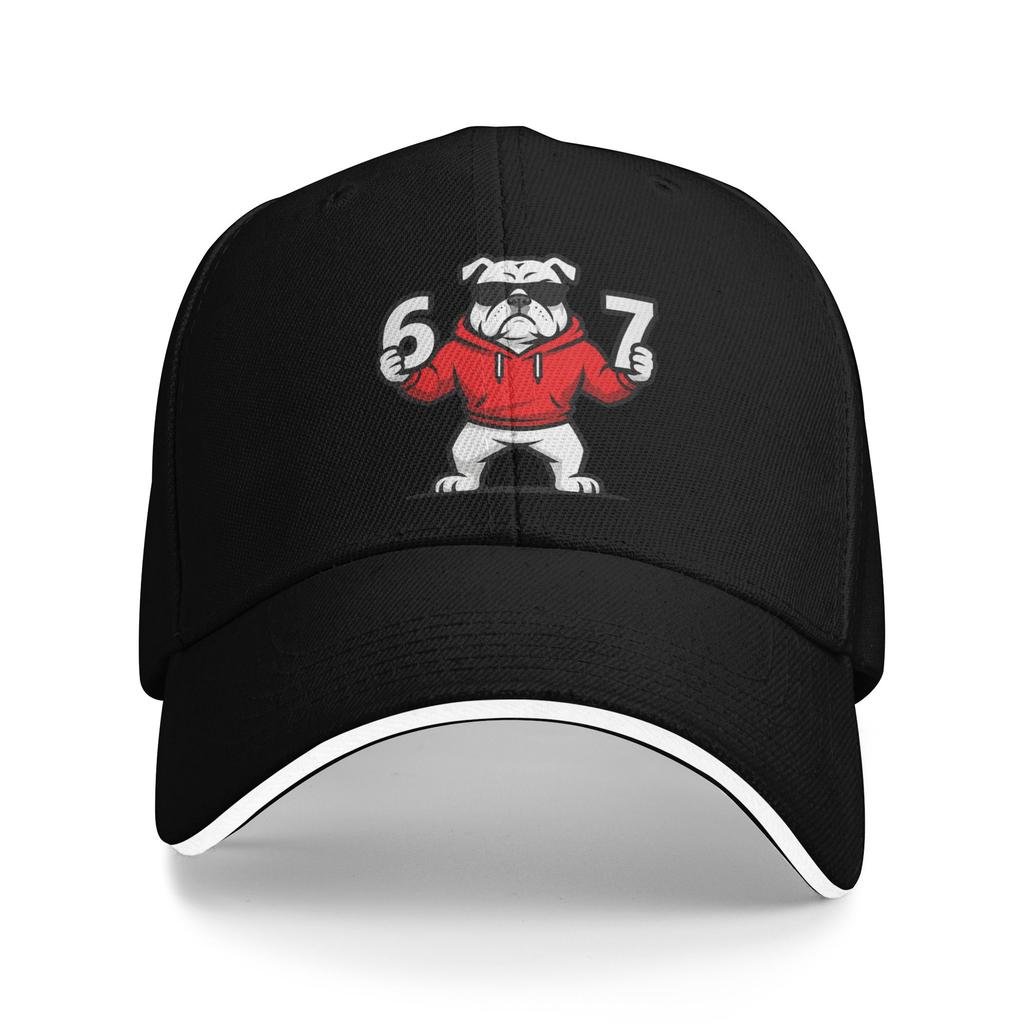 Fun Six Seven Meme Bulldogs Number 6 and 7 Casual Baseball Cap Hunting Camping Trucker Hat Summer Trendy Snapback Cap