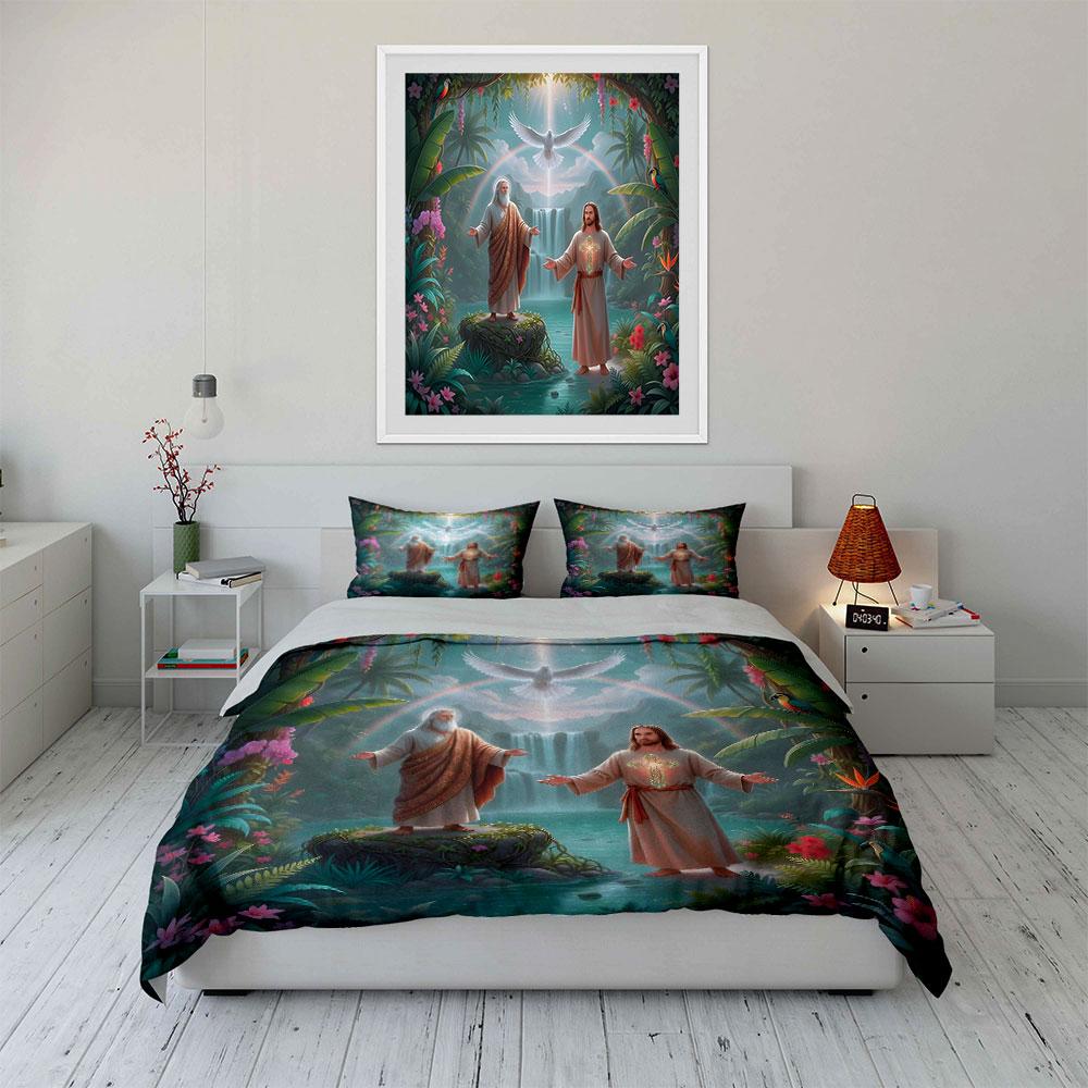 "Spiritual Ceremony in Lush Paradise" kid's and adults' bedroom decor, Exquisite three-piece bedding set gift