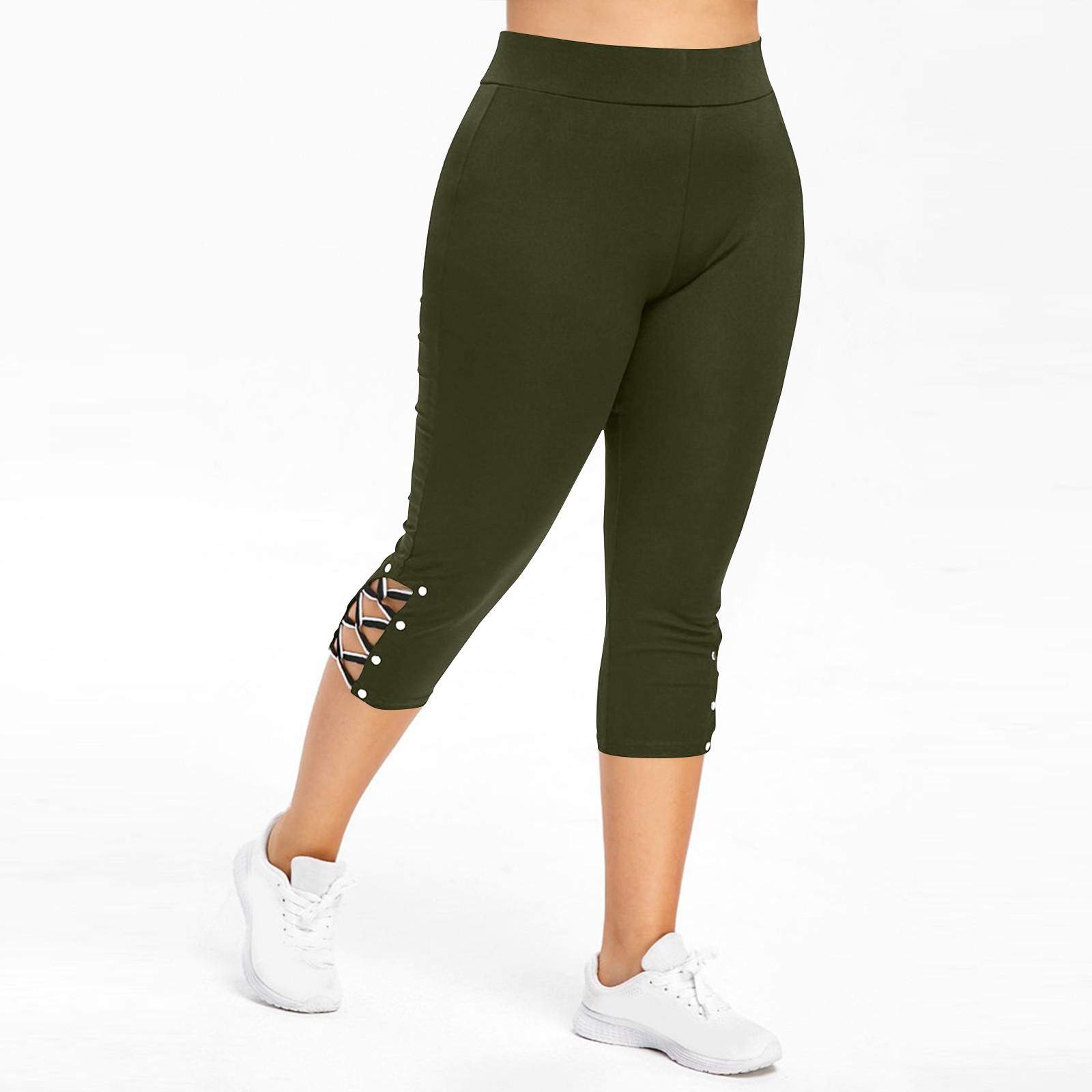 

Women s Cross-strapped Leggings Casual Sports Seven-inch Pants L
