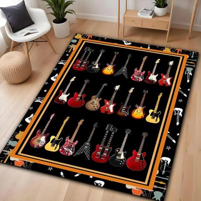 Guitar Carpet for Living Room Decoration Large Area Comfortable Resistant To Dirt Non-slip Rug Flannel Bedroom Floor Mat