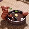 Purple Clay Lucky Pig Tea Pet