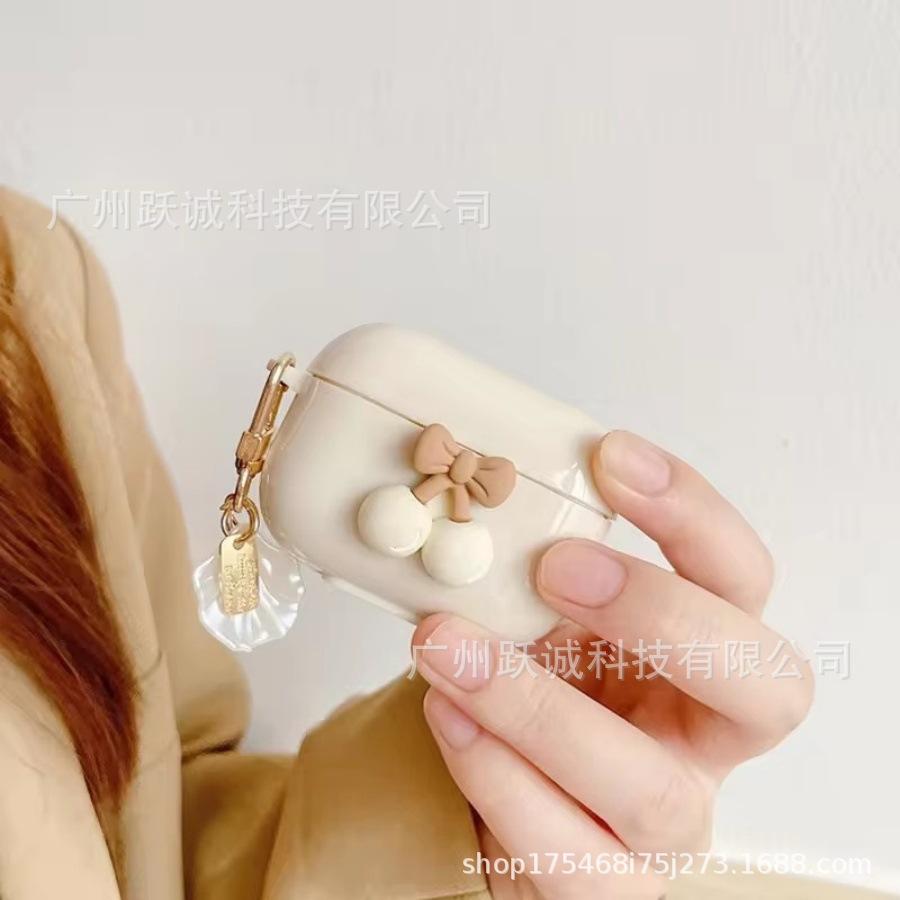 Three-dimensional bow antique white cherry earphone cover AirPods Pro1 for Apple's new 1st generation protective case
