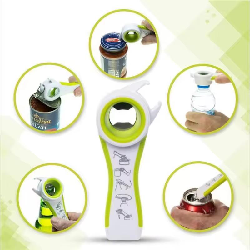 5 In 1 Multi-function Bottle Opener Stainless Steel Can Bottle Open Plastic Jar Opener Beer Good Kitchen Tools For Bartender