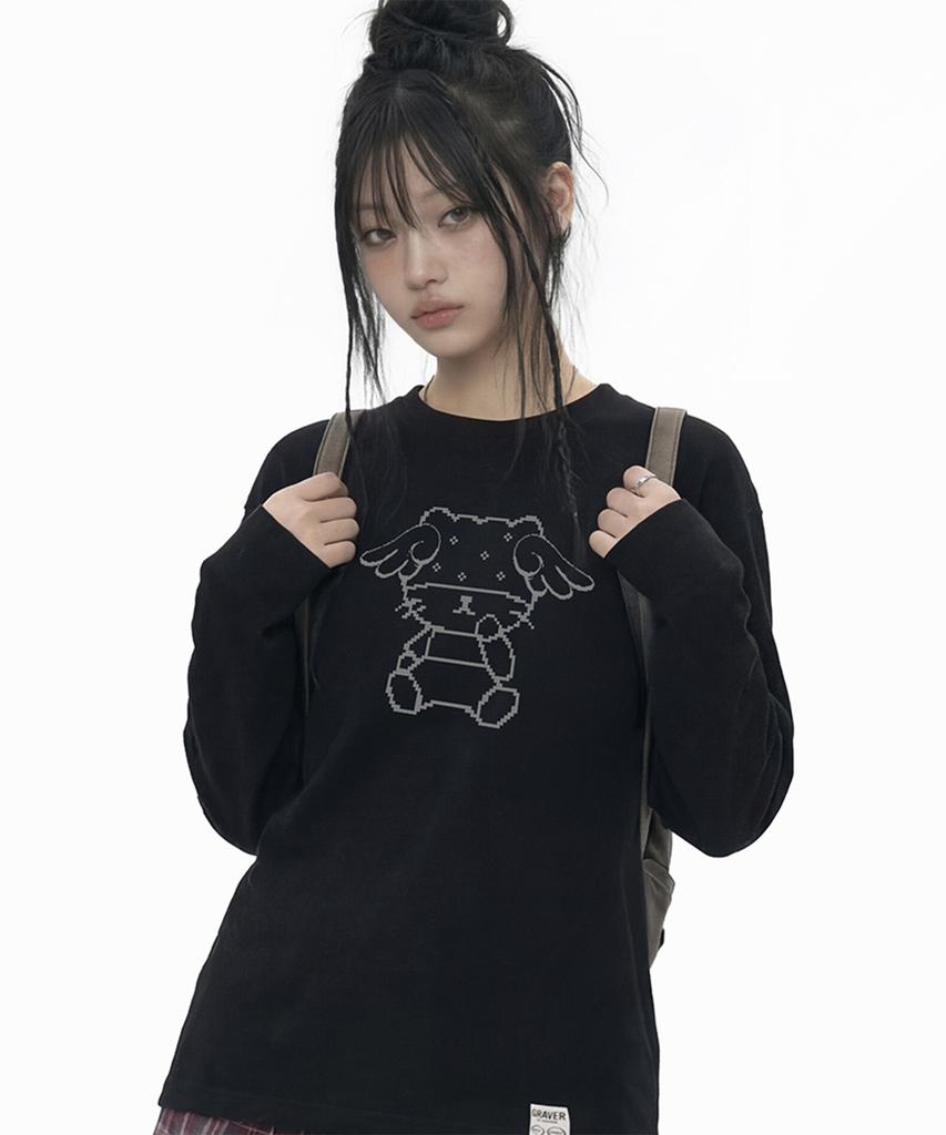 GRAVER [Unisex] Pixel G.O.C.A.T Long Sleeve T-Shirt_3Color