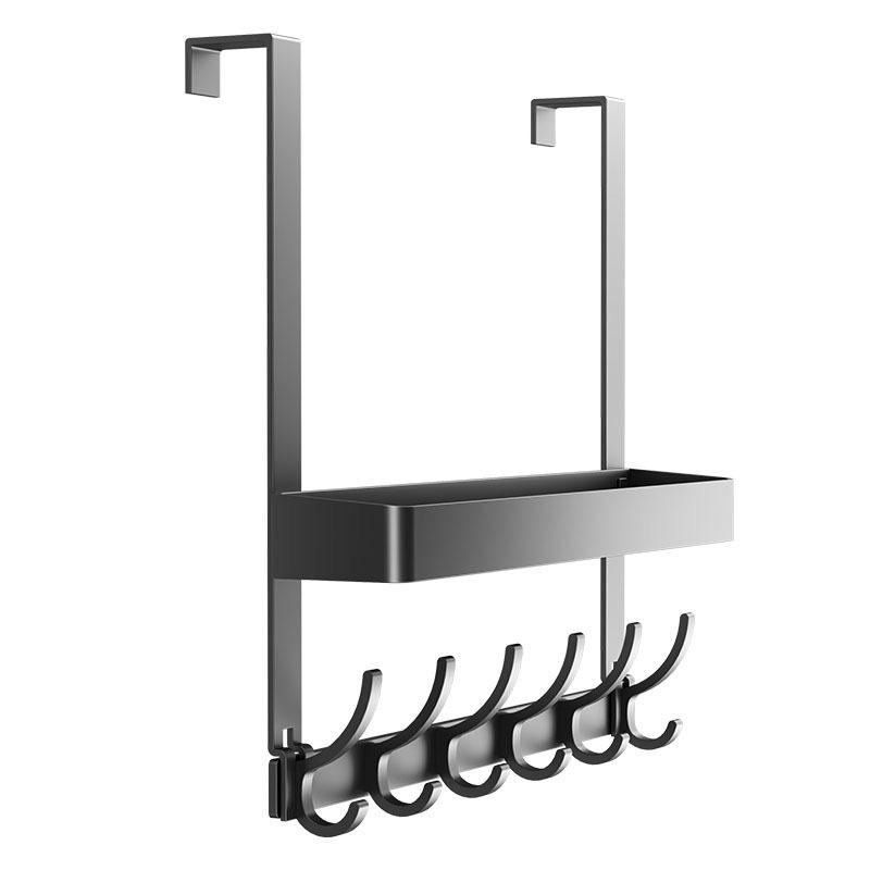 Wall-Mounted No-Punch Door Hook Rack: Bedroom & Bathroom Clothes Hanger and Storage Shelf