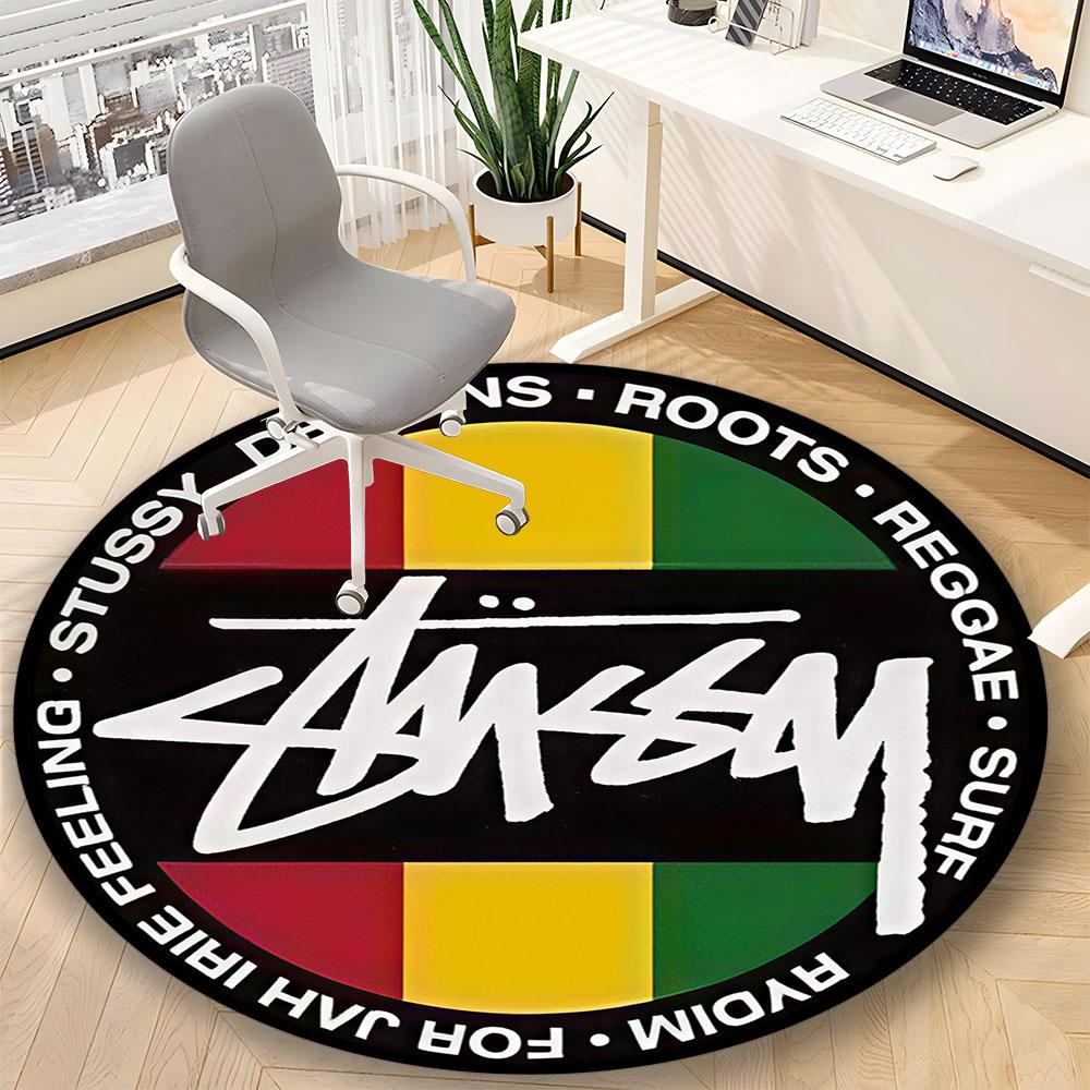 Glücksbringer 8-STUSSY Runder Teppich – Rutschfeste Runde Fußmatte – Teppich für die Innendekoration zu Hause