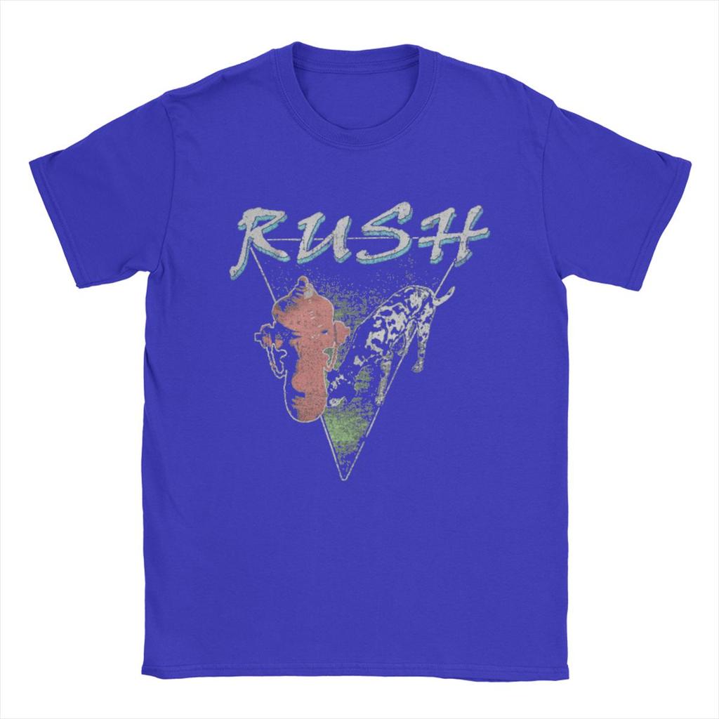 Men's Band Rush T Shirt Pure Cotton Tops Humorous Short Sleeve O Neck Tees Original T-Shirt