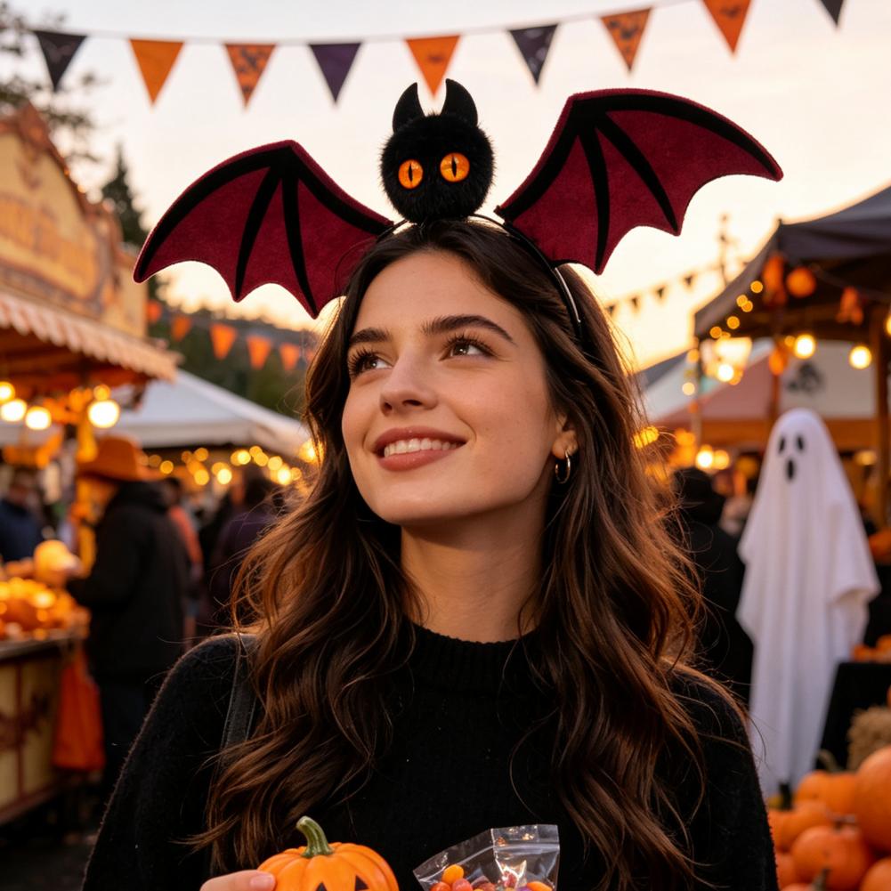 Bat Headband for Halloween Style Hairband for Women Halloween Bat Hairband Plush Headband Costume Cosplay Party for Women