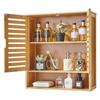 Bathroom Wall Cabinet, 2 Doors and Adjustable Shelf, Over the Toilet Storage Medicine Cabinet Wall Mounted, Hanging Organizer with Shelves and Open