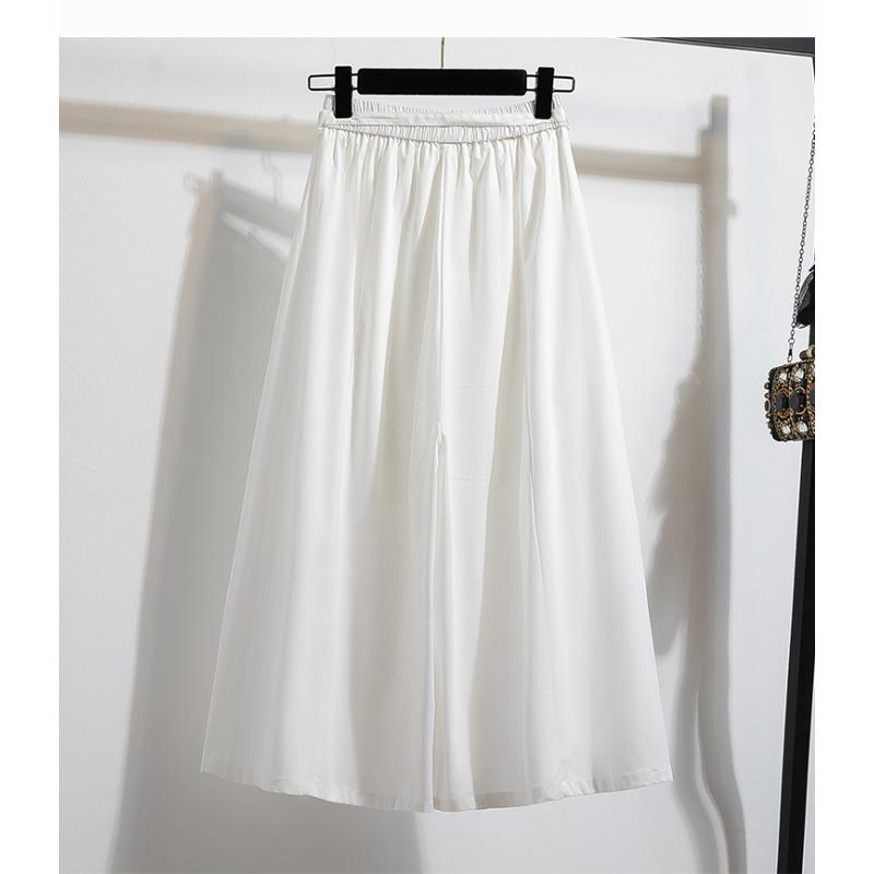 DIMANAF 2026 Summer New Plus Size Women Wide Leg Long Pants Trousers Waist Elastic Drawstring Loose Casual Long Pants