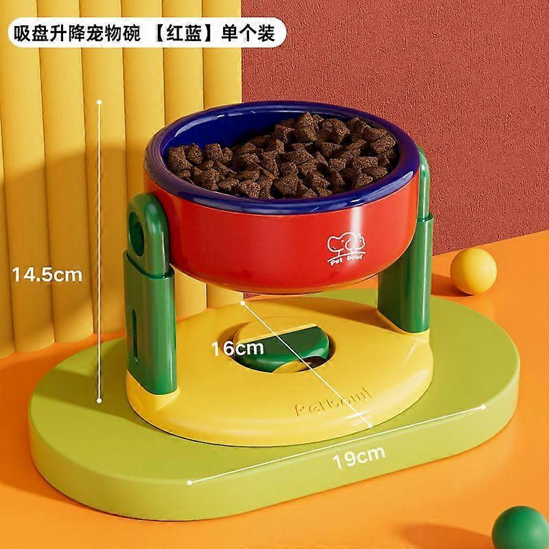 Adjustable Elevated Dog Cat Bowl, Raised Pet Feeder with 14cm Wide Bowl, Non-Spill Anti-Tip Food Water Bowl for Cervical Protection, Easy to Clean