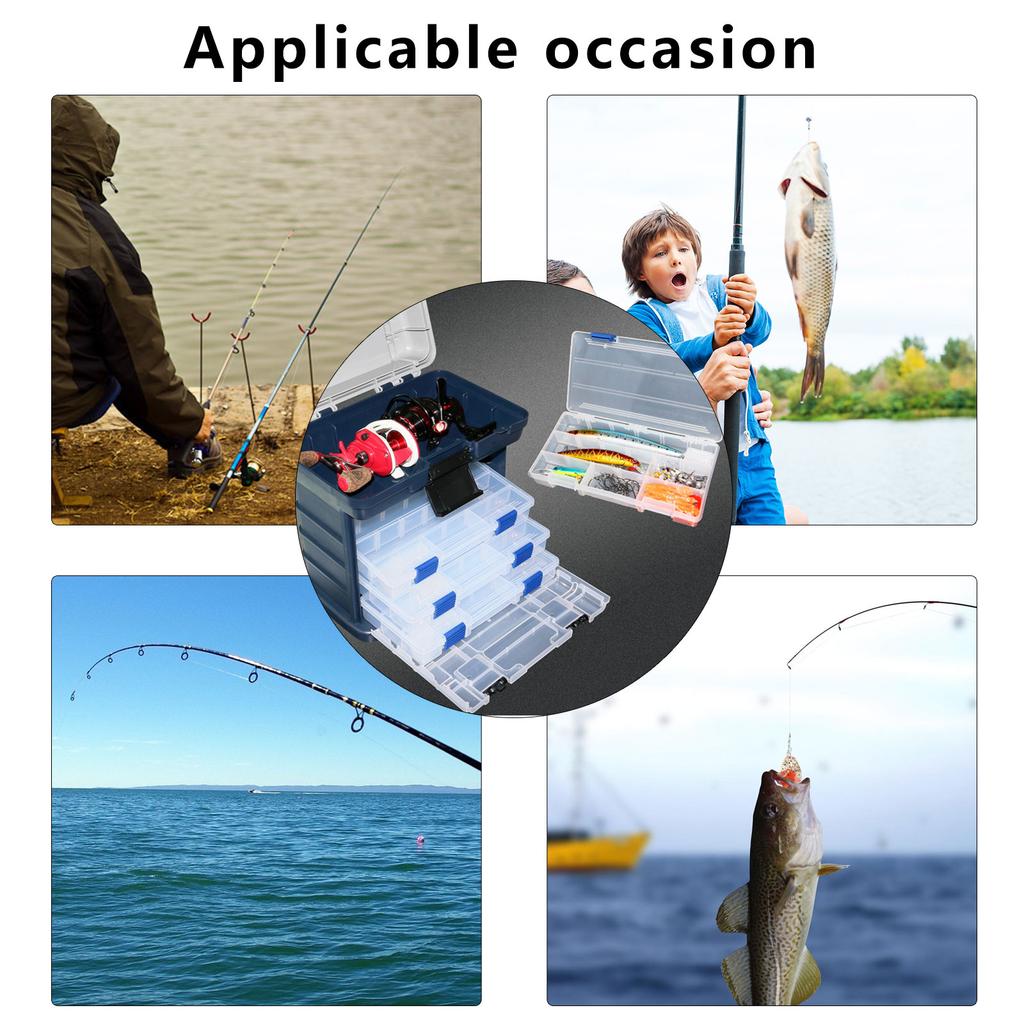 Water Proof Tackle Tool Case, 4 Layer Large Capacity Fishing Baits Storage Box Travel Container for Wilderness Survival