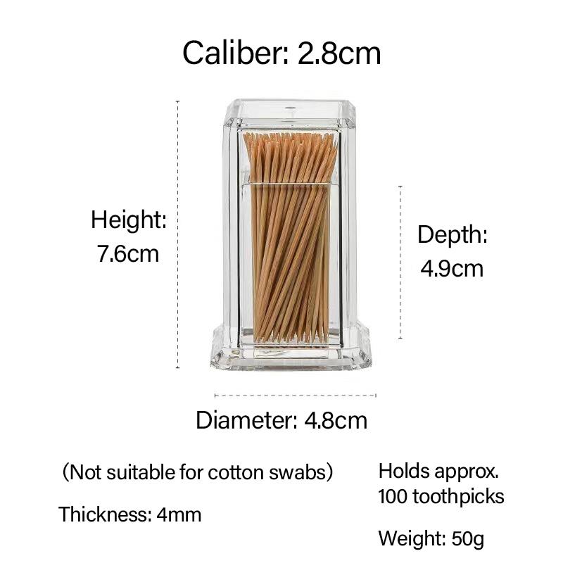 1pc Toothpick Storage Box High-end Transparent Toothpick Container Portable Rectangular Thickened Toothpick Case YQH002