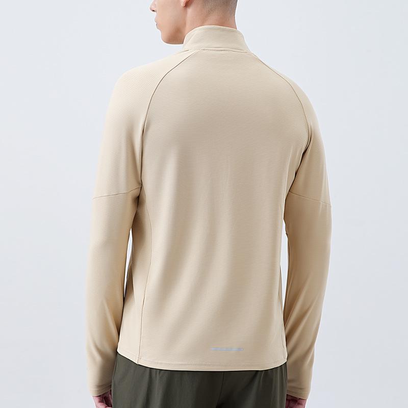 Men's Quick-Dry Half-Zip Sports Sweatshirt - Long Sleeve, Stretch, Stand Collar, for Autumn/Winter Running & Fitness.