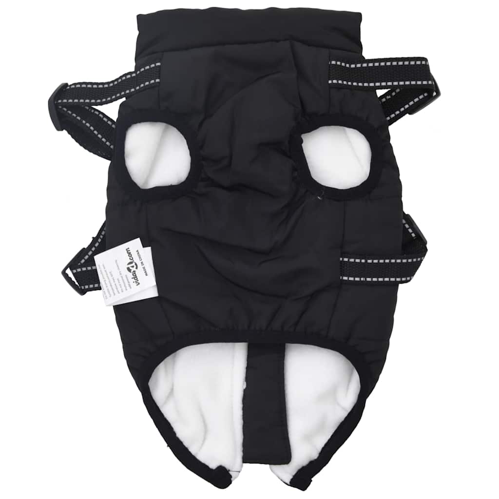 Dog Coat with Integrated Harness Waterproof and Reflective Black Size L36
