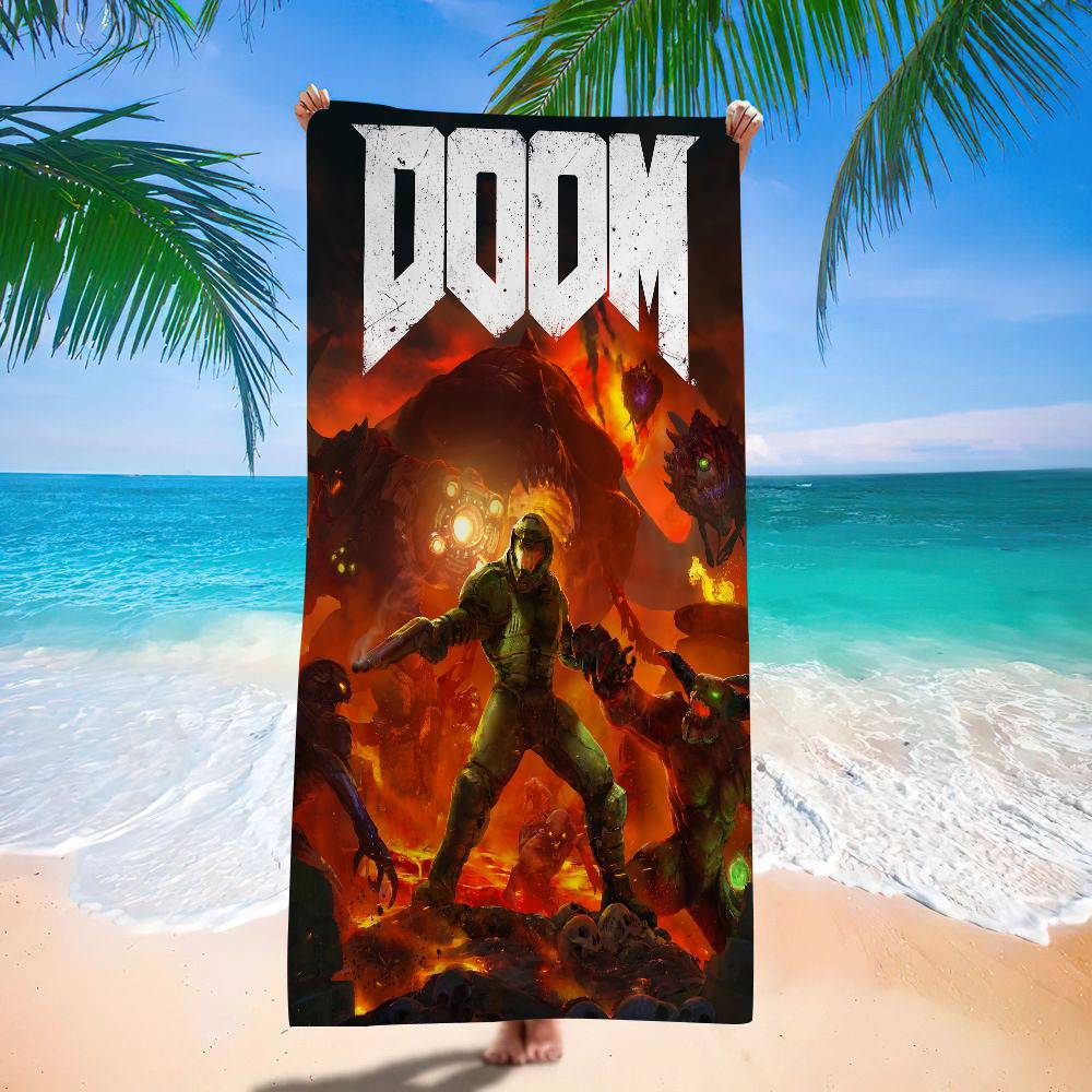 Cool Movie D-Doom Anime Beach Swimming Towel Soft Absorbent Washcloth Children's Gifts For Kids Travel Camping Gym
