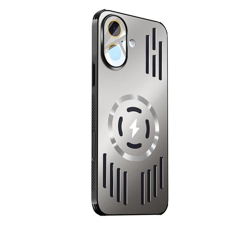 Hard Metal Heat Dissipation Magnetic Wireless Charging Cover For iPhone 16 15 Pro Max Plus 16E 16Pro Cool Protective Back Case