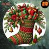 Christmas Tin Sign Round Metal Wall Art Decor Holiday Decoration Gift