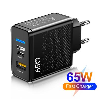 מטען טלפון GaN 65W USB PD טעינה מהירה אמיתית טלפון נייד Type C מתאם מטען מהיר מהירות גבוהה לאייפון Huawei Xiaomi