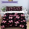 3pcs Custom Name Pink Bows Hearts Theme Bedding Set Printed Bedding Set Duvet Cover Closure Includes 1 Duvet Cover & 2 Pillowcases Bedroom Decor