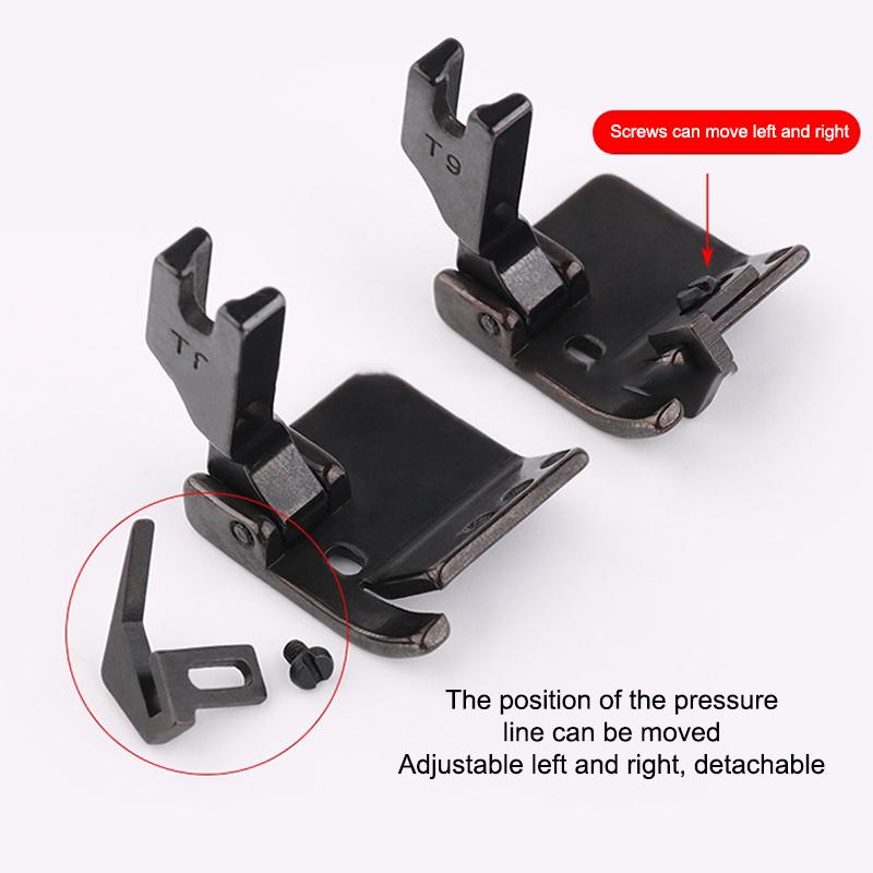 Picioruș Presor Multifuncțional Ajustabil T9 Tivit Pliat cu Ghid de Margine Rulant Picioare de Mașină de Cusut Industrială cu Pat Plat Piese