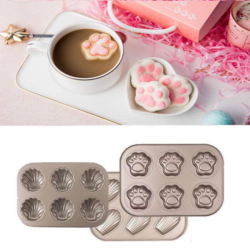 Gold Non-Stick Dog Paw Cake Pan Carbon Steel Baking Mold Champagne Cake Tray Pastry Tools for Bread Bakery Animal Cake Molds