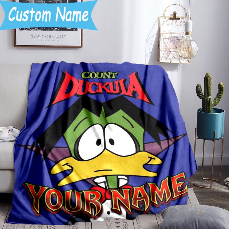 Custom Name Count Duckula Blanket Flannel Blanket for Camping, Hiking, Garden Parties, Picnic Essentials,gift for family and friend
