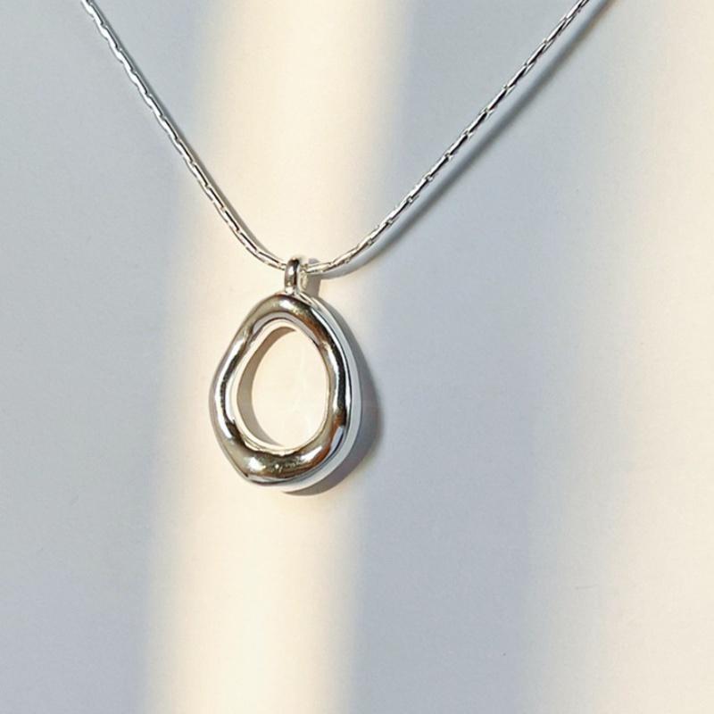 Simple Fashion Irregular Water Droplet Oval Pendant Necklace for Women Trendy Clavicle Choker Friendship Jewelry Accessories