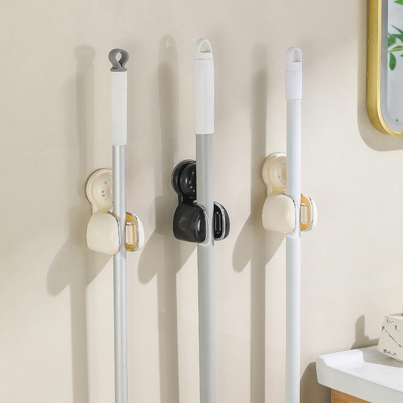 No-Drill Suction Cup Wall Rack: Multi-Functional Mop, Broom & Cloth Holder