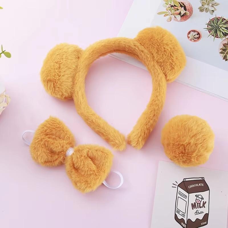 Halloween Bestseller Plastic Bee Bear Headband Cartoon Yellow Animal Ear Headband Plush Tail for Children 18*15