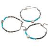 Mens Black Stainless Steel Cross Bead Bracelet With Turquoise Stone For Fashion And Gift
