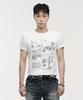 LANARCHIVE [0132] Denim Applique Star Short Sleeve T-Shirt - Ivory