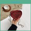 Heart Shape Women Bag With Sparkling Mesh Material Chain Closure Casual Everyday Accessory