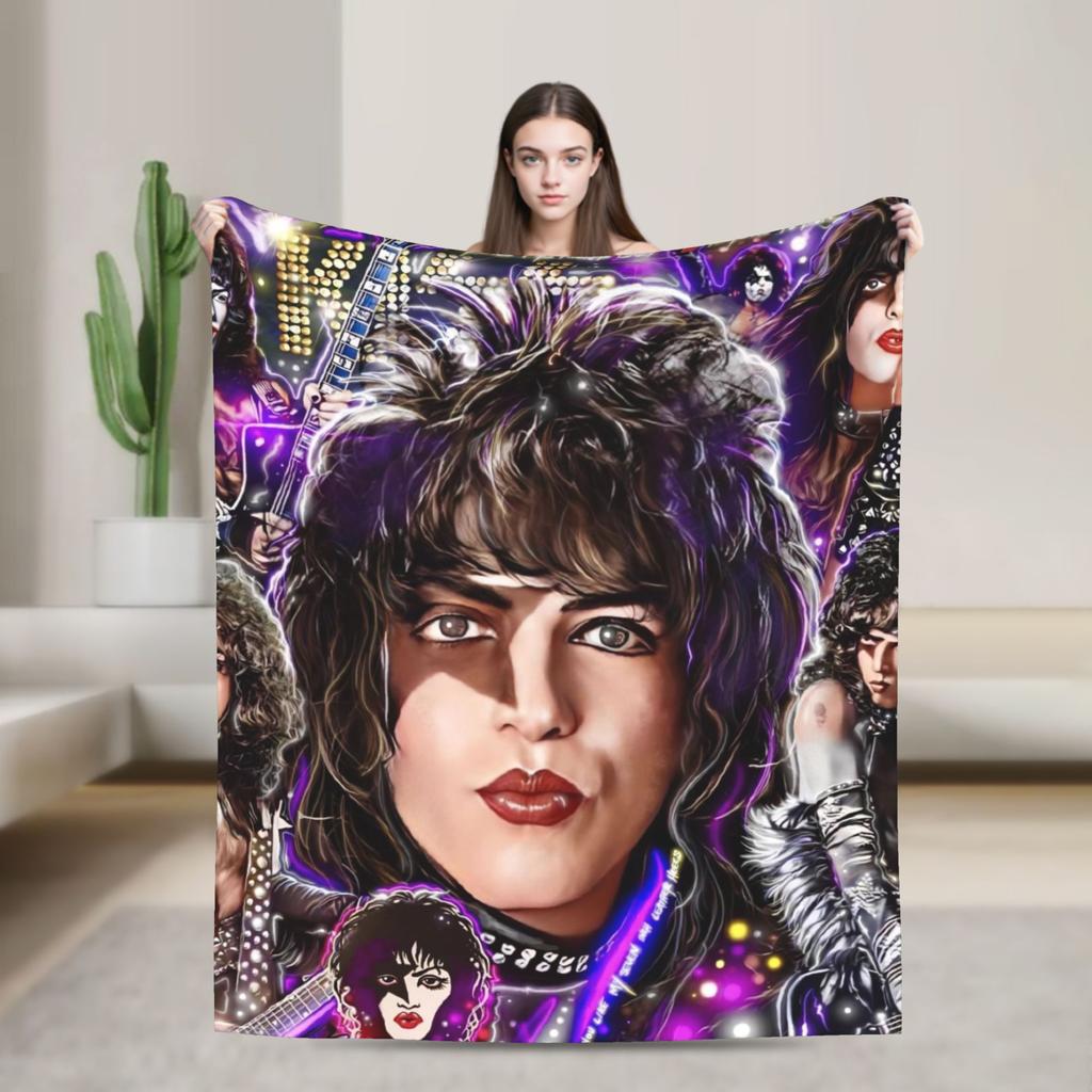 Kiss American Rock Band Blanket  Soft Warm Novelty Plush Throw Blanket For Home Decor Travel Flannel Bedspread Bed Cover